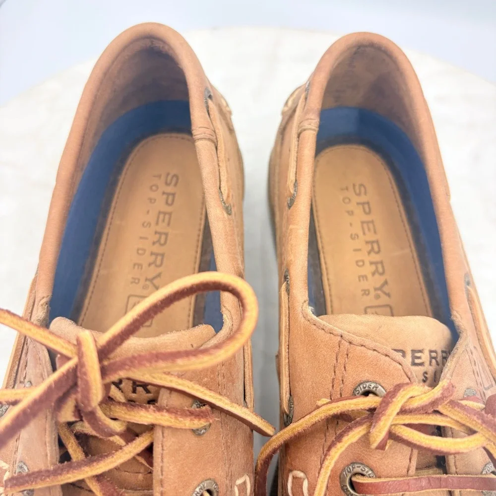 Sperry Boat Shoes Mens 7M Tan Leather Original Loafers Uniform Preppy School